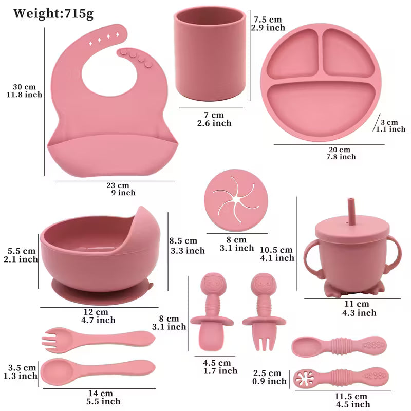 Silikon Baby-Geschirrset – 12-teilig